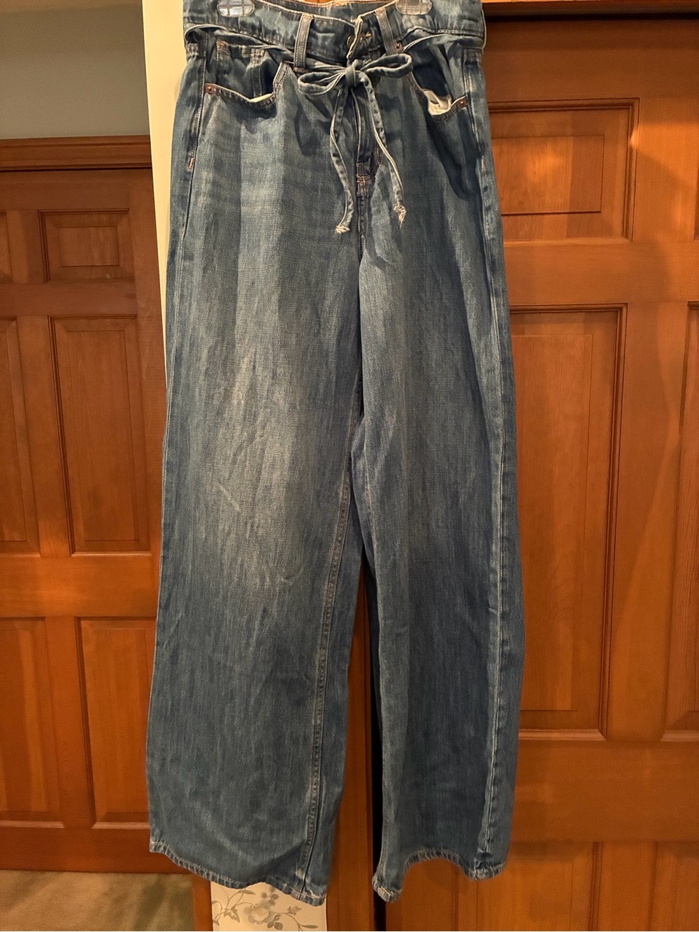 Old Navy women Indigo Baggy Wide-Leg Jeans with Contrast Stitching